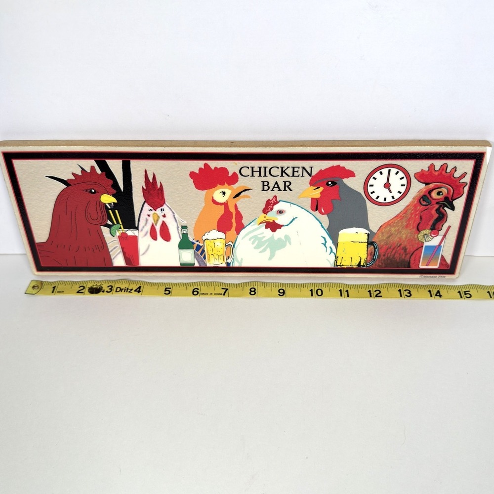 Montage Key West 2004 Bar Sign Chickens Drinks Hand Cut Embossed Glossy Signed - Picture 7 of 12